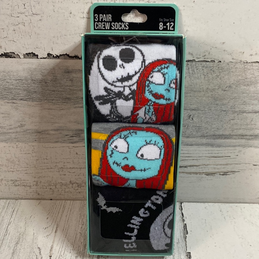Mens The Nightmare Before Christmas 3 Pair Crew Socks Size 8-12 NEW
